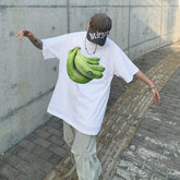 Banana Print Korean Chic Y2k Short Sleeve T-shirt Couples Large Loose Casual Tops All-match Slim Fit Tees