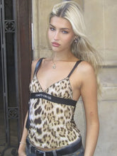 Y2k Tank Top Leopard Print V-neck Slim Babes Sleeveless Top Crop Top Mujer 2000s Clothes Tees