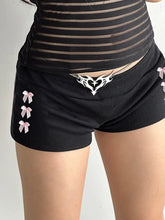 Voguable Kawaii Bow Patchwork Mini Shorts Low Rise Bottoms Korean Knit Skinny Panties Y2K Aesthetic Short Pant coquette