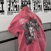 Oversize Dark Style Graphic Acid Washed Hoodies Y2K Vintage Streetwear Loose Man Sweatshirts Basic Pullovers