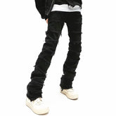 Grunge Clothes Y2K Streetwear Black Slim Stacked Jeans Pants For Kanye Hip Hop Long Trousers Vetements