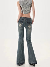 American High Street Spicy Girls Low Waist Jeans Vintage Y2k Design Sense Slim Fit Straight Tube Micro Flare Pants