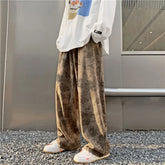 Vintage Floral Corduroy Pants Streetwear Y2k Wide leg Oversize Harajuku Casual Straight Long Trousers Korean Fashion