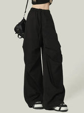 Black Y2K Streetwear Cargo Pant Vintage High Waist American Loose Trousers Hip Hop Retro Bf Wrinkles Paratrooper Pants New