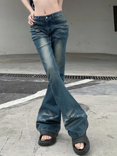 Voguable Vintage Flare Jeans Low Rise Washed Jean Pants cyber Y2K Grunge Fairycore Denim Trousers Korean