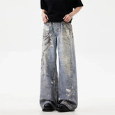 3D Chain Printed Baggy Jeans For And Casual Baggy Straight Denim Pants High Street Wide-leg Y2K Blue Jean