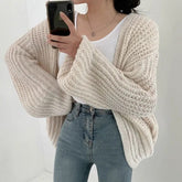 Cardigan Knitted Sweater Casual Korean Vintage Harajuku Lantern Sleeve Tops Coat Lazy Wind Y2k Sweater