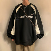 American High Street Letter Print Sweatshirt Oversized Colorblock Pullover Hoodies Y2K Vintage Sudaderas Para Hombres