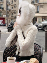 Voguable Furry Hooded Sweaters Coat Winter Casual Hoodie Y2K Zipper Cropped Sweater Jacket Korean FeKnitwear