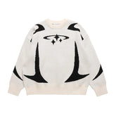 Y2k Hip Hop Knitted Sweater Gothic Print Graphic Pullover Harajuku Streetwear Cotton Vintage Oversized Sweater