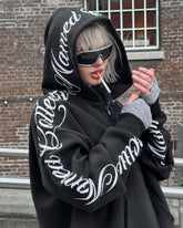 American Winter Sweatshirt Y2k Gothic Hip Hop Couple Hoodies Print Harajuku Zip Up Oversized Punk Grunge Black Jacket