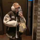 Y2k Varsity Bomber Jacket Red Brown Korean Winter Coat Vintage Baseball Jackets Hip Hop Streetwear Outerwear Tide