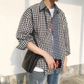 Turn-down Collar Long Sleeve Plaid Blouse Clothing Simplicity Pocket Button All-match Y2K Shirts