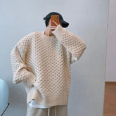 Simple solid color round neck sweater for and women, street brand, lazy style, loose style, casual base for couples y2k tops