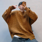 Voguable Knitted Sweater Japanese Y2K Oversize Casual Winter Irregular O-neck Pullovers for Man Old Money Streetwear