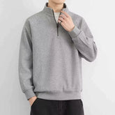 Stand-up Collar Pullover Sweatshirts Half Zipper Y2K Vintage Hoody Casual Preppy Korean Loose Clothes man top