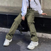 Voguable Hip Hop Street Girl Grey Patchwork Grunge Cargo Baggy Pants Y2K Aesthetic High Waist Famme Trousers Woman