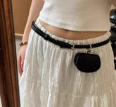 Korean All Match Mini Handbags Vintage Ins Belt Purses Solid Leather Streetwear Simple Waist Packs Y2k Aesthetic