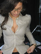 Voguable Striped Blouses Office Ladies Y2K Aesthetic Vintage Buttons Up Lapel Collar Shirts Korean Casual Tops