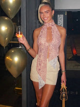 Elegant Leopard Print Backless Camisole Y2K Shirring Ruched Halter Sleeveless Party Trend Slim Vest