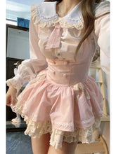 Voguable Kawaii Japanese Style 2 Piece Set Casual Blouse + Sweet Pink Y2k Mini Skirt Lace Lolita Suit Woman Design New