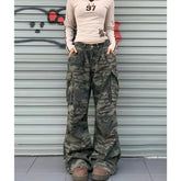 Camouflage Jeans Y2K Hip Hop Vintage High Waisted Jeans Straight Streetwear Casual Loose Large Size Wide Leg Denim Pants