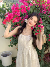 Voguable Elegant Floral Midi Dress Casual Y2k Clothing White One Pice Dress Korean Beach Style Slim Party Dress Chic