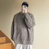 American retro mohair sweater and winter high-end coat sweater loose lazy style clothing y2k tops emo