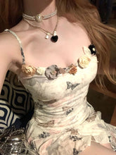 Voguable Sweet Floral Party Mini Dress Korean Printing Floral Y2k Dress FeSlim Chic Strap Beach Designer Dress