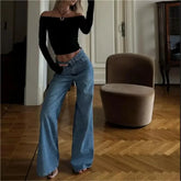 Japanese 2000s style y2k jeans for denim pants vintage clothes baggy jeans blue loose wide leg high waist jeans black