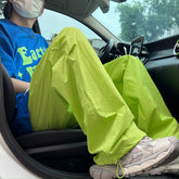 American Trend Y2k Parachute Casual Pants Baggy Solid Color Quick Drying Cargo Pants Waterproof Ice Silk Straight Trousers