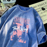 American Ins Trend Print Short Sleeve WoHeavy Washed 280g Cotton T-shirt Loose Vintage Oversized Casual Tops FeY2k Tee