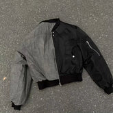 Y2K Reversible Jacket American Bomber Double Sided High Street Warm Coat Vintage Gothic Oversized Baseball Uniform