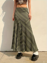 Striped Lace Stitching Skirt, Y2K Ruffle Hem Maxi Skirt, Clothing