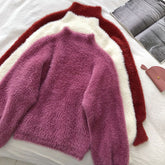 Fuzzy High Neck Sweater