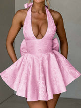 Halter-Neck Lace-Up Dress