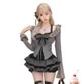 Gothic Crop Top Punk Vintage Clothes Lace Sling Hotsweet Girl 2000s Camis Bow Aesthetic Y2k Tank Corset Topss