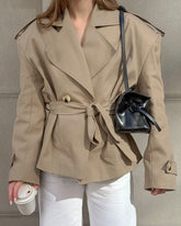 Lace-Up Waist-Cinching Windbreaker Coat