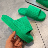 Towel Round Toe Platform Slides