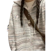 Y2k Aesthetic Japanese Knit Cardigan Kawaii Dog Embroidery Harajuku Femme Striped Preppy Zipper y Womens
