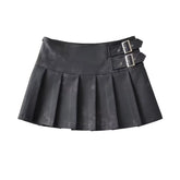 Voguable Vintage mini skirts sweet cool spicy girl goth leather skirt for low waisted gothic hip wrapped denim short y2k skirt