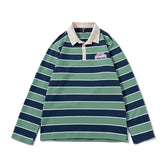 Lässiges, gestreiftes Sweatshirt mit langen Ärmeln und Umlegekragen