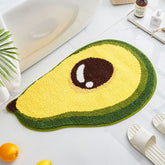Alfombras y tapetes con letras de frutas de dibujos animados kawaii: aguacate, limón