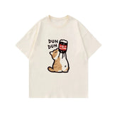 Camiseta de gatito kawaii bebiendo refresco
