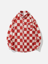 Plaid Color Blocking Print Long Sleeve Shirt