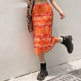 Floral Print Midi Skirts WoCasual Y2K High Waisted Skirt Ladies Sweat Cute Beach Streetwear