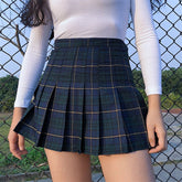 Y2K Harajuku Tartan Skirt Plaid Pleated Skirts Mini Dance Skirt Side Button High Waist School Skirts Female