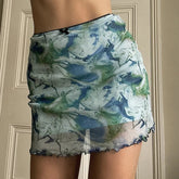 Voguable Mini Skirt Korean Style Kawaii Ruffle Hem High Waist Short Straight Skirt Harajuku Y2K Aesthetic Vintage Streetwear