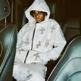 Voguable Hip Hop Sweatshirt Rhinestone Graphics Men's Oversized Hoodies Joggers Y2K Aesthetic Zip Up Punk Sport Jacket Streetwear