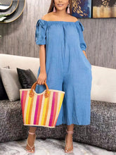 Off Shoulder Pockets Loose Jumpsuit